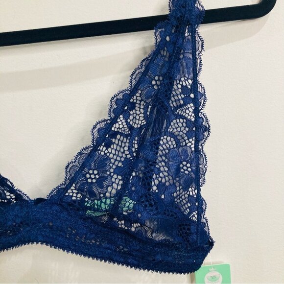 HONEYDEW Sz L Lace Adjustable Straps Navy Blue Bralette NWT - Picture 3 of 7